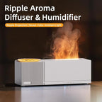 Essential Oil Diffuser, Ripple Projection Vibe Flame Oil Diffuser - Aromatherapy Aroma Humidifier, Upgrade 7 Flame Colors Noiseless 150ml Remote - Perfect for Bedroom Home Office (Ripple White)