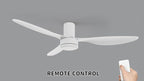 SMAAIR 52 Inch Ceiling Fan No Light with Remote, Flush Mount Modern Ceiling Fan without Lights, Quiet DC Motor, 10 Speed Adjustable, Indoor 3 Blade Ceiling Fan for Indoor Bedroom Living Room, White