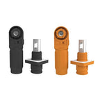 70A Battery Energy Storage Connector, 10mm² High Current Connectors IP67 Waterproof Copper Plate Wiring Power Adapter Quick Plug Terminal Right Angle Plug and Socket (1000V Black+Orange)