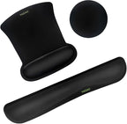 VAGAU Premium Keyboard Wrist Rest and Mouse Pad Wrist Support, Ergonomic Memory Foam Set for Office, Laptop, Mac, Computer and Gaming, Comfortable Typing &Wrist Pain Relief (C-Black)
