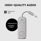 Avantree Relay - Premium Airplane Bluetooth Adapter with Advanced Qualcomm Chipset, 2 Headphones Support, 25hrs Play Time, aptX Adaptive & HD Audio Transmitter for Airpods, Bose & Travel Flight