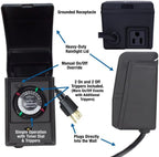 Intermatic HB11K Heavy-Duty Outdoor Plug-in Timer – 2 ON/2 Off Settings, 30-Min Minimum Intervals, Weatherproof Flip Cover, 15A/1800W, 1 HP Rated, 13" Cord – Ideal for Pool Pumps, Lights, Decorations