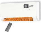 24-Inch Wall Mounted Electric Heater - 1500W Indoor Space Heater with LED Display, 3 Heat Settings, Oscillating Fan, Electric Heater for Bedroom Office Bathroom