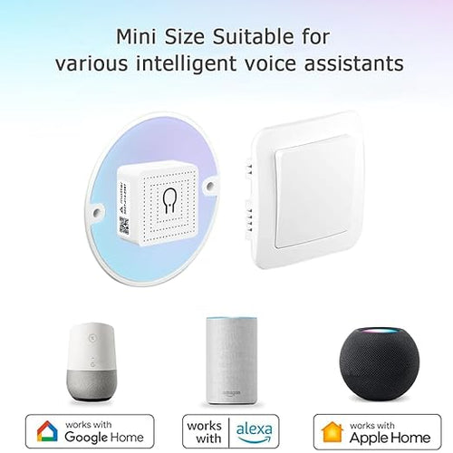 2-Pack Matter Smart Switch 16A Mini WiFi Relay Module,DIY Wireless Light Switch Voice Control with Timer&Schedule for Home Automation,Work with Apple Homekit,Alexa,Google Home,CSA Certified