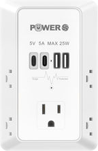 Electrical Outlet Extender with USB Ports (2C2A), Snug Wall Outlet, Surge Protector, Wall Plug Adapter for Multiple Devices, Wall Socket Expander