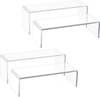 Blaithom Acrylic Display Riser Stand,4Pcs 12'' Length Tier Display Stands, Thickened to 0.2''(5mm) Acrylic Shelf Risers for Perfume Display,Risers for Buffet Table,Cupcake Stand,Pop Figurines,Tumbler,Food