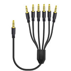 MysRuida 3.3ft 1/8” 3.5mm TRRS Stereo Audio Cable, 1 to 6 Splitter Male Aux Cord, 4 Pole Jack Headphone MIC Adapter for Smart Phones, MP3, Laptops, Speaker, Don’t Support MIC of iOS Headphone