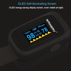 WRINERY Oxygen Saturation Monitor, Pulse Oximeter Fingertip, Oxygen Monitor, O2 Saturation Monitor, OLED Portable Oximetry with Batteries, Lanyard (Royal Black-Silver)