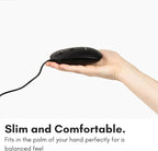 Macally Computer Mouse Wired, Silent USB Mice - Slim & Compact USB for Apple Mac or Windows PC Laptop/Desktop - Designed with Optical Sensor & DPI Switch - Simple - Black