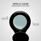Neatfi LED Magnifying Floor Lamp – 1,200 Lumens, 5” Bifocal Lens with 5 & 20 Diopter, Dimmable, Adjustable Arm, Rolling Base, Floor Lamp for Reading, Sewing, Crafting (5 Inches, Black)