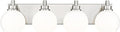 METWET Bathroom Light Fixtures, 4 Light Brushed Nickel Vanity Light, 26 Inch Modern Wall Sconces with Globe Milk White Glass Shade, Vanity Lighting Fixtures Over Mirror, VL195-BN-ML-4