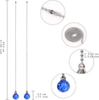 2PCS Blue Pull Chain Crystal Glass Ice Cracked Ball Pull Chain for Ceiling Fan Light Decoration 50cm Extension Chain