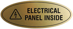 Signs ByLITA Oval Electrical Panel Inside Sign (Brushed Gold) - Small 2 Pack