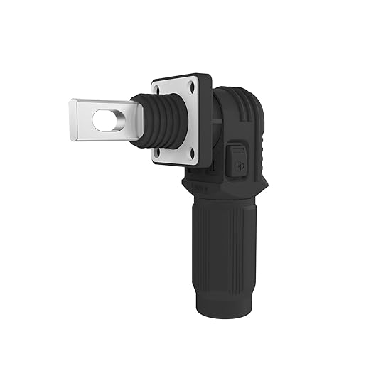 400A Battery Energy Storage Connector, 150mm² High Current Connectors IP67 Waterproof Copper Plate Wiring Power Adapter Quick Plug Terminal Right Angle Plug and Socket (1500V Black+Orange)