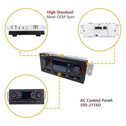 A/C Heater Climate Control Module Panel Switch | Fit for Chevy Silverado Suburban Tahoe Trailblazer Avalanche GMC Sierra Yukon Envoy Cadillac Escalade Buick Rainier Hummer H2 | OE 599-211XD 15832311