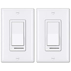 BESTTEN 2 Pack Dimmer Light Switch, Universal Lighting Control, Single Pole or 3 Way, Compatible with LED Dimmable Lamp, CFL, Incandescent, Halogen Bulb, Decorator Wallplate Included, UL Listed, White