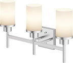 AONEON Bathrom Light Fixtures Brushed Nickel 3-Light with White Frosted Glass Shade, Modern Wall Lamps Over Mirror for Bath Washroom Living Room T001BR-L3