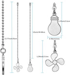 ZE-268S6- Ceiling Fan Pull Chain Set, 12 Inch Nickel, 4 Pieces Fan and Light Design Extension, for Ceiling Fan and Lighting