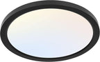 hykolity 12 Inch Selectable CCT LED Round Flat Panel Light, 24W 3000K/4000K/5000K, Edge-Lit Flush Mount Ceiling Light Fixture for Kitchen, Bedroom, Laundry and Closet Room，Black
