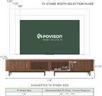 POVISON Sliding Tambour Door TV Stand with LED Lights, Mid Century Modern TV Console, Wood Media Console, Entertainment Center with Storage Cabinet, Fully-Assembled (Walnut, 118.11")