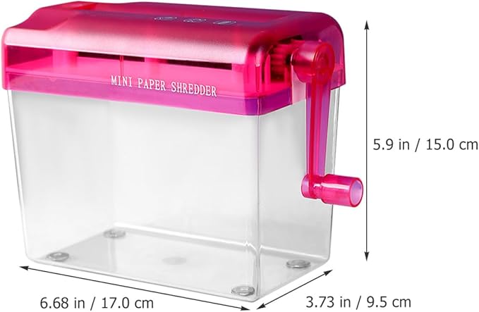 JOINPAYA Manual Desktop Paper Shredder Small Handheld Household Manual Shredder Portable Paper Cutting Tool for Home Office Use Red