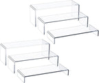HIIMIEI Acrylic Display Riser, 6 Pcs 12" Large Acrylic Risers, Thickened to 5mm Clear Rectangular Display Shelf for Cupcake Stand, Tiered Display Stand for gemstone, curio, figurines, Collectibles