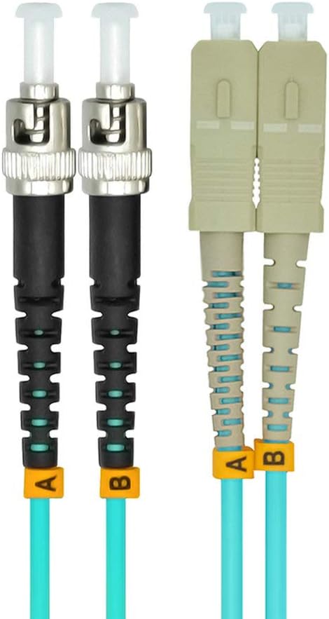 Jeirdus 20Meters 65ft SC to ST Duplex 50/125 10G OM3 Multi-Mode Fiber Optic Cable Jumper Optical Patch Cord SC-ST