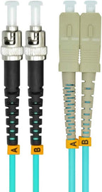 Jeirdus 20Meters 65ft SC to ST Duplex 50/125 10G OM3 Multi-Mode Fiber Optic Cable Jumper Optical Patch Cord SC-ST