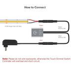 FCOB Mini Touch Dimmer Switch Brightness Adjustment Monochrome On/Off Touch Dimming Switch Controller for LED Cabinet Light COB LED Strip Bar 12/24VDC Max3A Silver (No Power or LED Strip)