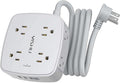 6 Ft Surge Protector Power Strip - 8 Widely Outlets with 4 USB Ports, 3 Side Outlet Extender with 6 Feet Extension Cord, Flat Plug, Wall Mount, Desk USB Charging Station, ETL, Grey