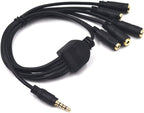 Kework 12 Inch 1/8” 3.5mm TRRS Splitter Audio Cable, 1 Male to 5 Female 3.5mm Plug Extender Headphone Cable, 3.5mm 4 Pole Stereo Jack Extension Adapter Headset Aux Cable, Support MIC