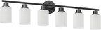 Guliaofo 6-Light Bathroom Light Fixtures, Vanity Lights for Mirror with Textured Milky White Glass Shade, E26 Base Modern Kitchen Light Fixtures Wall Sconce Light - Black