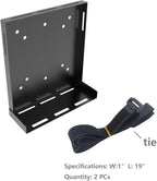 JINGCHENGMEI Universal Wall and VESA Mount -Adjustable Mount with Straps for Small Computers, UPS, Modems, Cable Boxes or Other Electronic Devices, Metal, Black