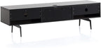 SONOROUS ST-360 Premium TV Stand for Living Room – Modern TV Stands & Entertainment Center with Storage – Black Glass & Walnut Wood Cover – Luxury Media Console with Metal Legs for TVs up to 75 inches