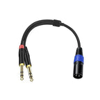Jozzai 6.35mm Dual TRS to XLR Male Cable for Microphone, Mixer, Amplifier, 1.5 FT, Dual1/4 TRS to XLR Audio Cable, Y Splitter Patch Cord, 3-Pinxlr to Dual 1/4 Male Converter Adapter Cable