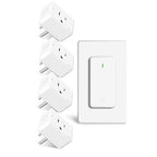 Remote Switch Outlet, GreenCyle 4 Outlet Plug with Remote, Wireless On/Off Light Switch Wall Mounted, 15A/1500W, TUV Listed, No Wiring Needed, 500ft RF Range, for Lamps, Fans, Household Appliances