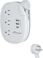 Alitayee USB C Portable Travel Power Strip with 3 Outlets 3 USB Ports Fast Charge, USB Extendable Outlet Extender with Flat Plug and 3ft Wrapped Around Extension Cord for Cruise Travel Home Office