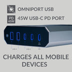 Austere VII Series, 6 Outlet Surge Protector Power Strip, 4000 Joules, Isolated EMI/RFI Filtering, 1 USB-C 45W Fast Charger, 2 USB-C and 2 USB-A 2.4 amp Ports, 7 Year Component Guarantee