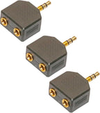ZJKJHJY 3.5mm Audio Splitter Adapter, 1/8 inch Male to 2X Female Y-Connector, 3-Pack