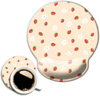 Ergo Comfort Gel Wrist Rest Mouse Pad-Ergonomic Office Mousepad with Wrist Support-Non-Slip, Design Desk Accessories Mat for Home&Game Decor Girly Strawberry