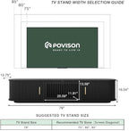 POVISON Fully-Assembled Mid Century Modern TV Stand, Sliding Tambour Door Entertainment Center with Storage, Wood TV Console, Media Console for Living Room Bedroom(Black, 78.74")