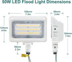 kadision LED Flood Light 50W/40W/30W, 3CCT 3000K/4000K/5000K Selectable, Dusk-to-Dawn Photocell, IP65 Waterproof Adjustable Knuckle Mount Security Lights, 100-277V ETL Listed, White 4 Pack