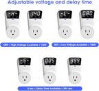 Surge Protector Voltage Stabilizers - Fireproof UL94V-1 Wall Mount Surge Protector Outlets for Refrigerator TV Appliances Real-Time Monitoring & Custom Voltage 80V-140V, 15A, 120V, 1800J,2 Pack