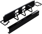 ICC 2U Ring Cable Manager Panel with Cover, Metal, 3" D-Rings, Horizontal and Vertical Cable Management, Rackmount for 19” Network Racks, Black, Single Pack