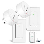 WiFi Smart Outlet Plug with Remote,GreenCycle 2PK Electric Smart Plug with Remote,Compatible with Alexa and Google Home via Tuya,15A/1500W，Remote Control from Anywhere,TUV FCC List(2.4G)