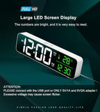 Digital Clock, Clock for Bedroom, Clocks for Living Room Decor, Desk Table Clock, Alarm Clock Large Display with Date Week Temperature, Automatic Brightness Dimmer, Smart Cool Modern (White green)