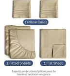 Split King Size 5 Piece Sheet Set - Comfy Breathable & Cooling Bed Sheets Set - Hotel Luxury Bedding for Women, Men, Kids, Teens, Boys & Girls - Deep Pockets, Soft and Wrinkle Free - Oeko-Tex - Beige