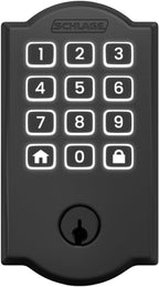 Schlage Arrive WiFi Deadbolt Smart Lock, Keyless Entry Door Lock with Camelot Trim, Matte Black, Compatible with Alexa and Google, BE459WB CAM 622