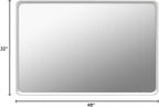 48x32 Inch Silver Bathroom Mirror for Wall, Silver Metal Framed Mirror, Rounded Rectangle Mirror, Beveled Border, Anti-Rust, Shatterproof (Horizontal/Vertical)