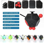 Fidget Dodecagon –12-Side Fidget Toys Cube Relieves Stress and Anxiety Anti Depression Travel Toy Christmas Stocking Stuffers Gifts for Children and Adults (A4 Black red)